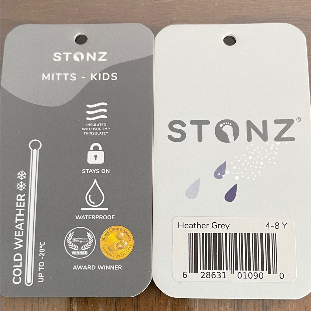 Stonz Heather Grey Kids Mitts